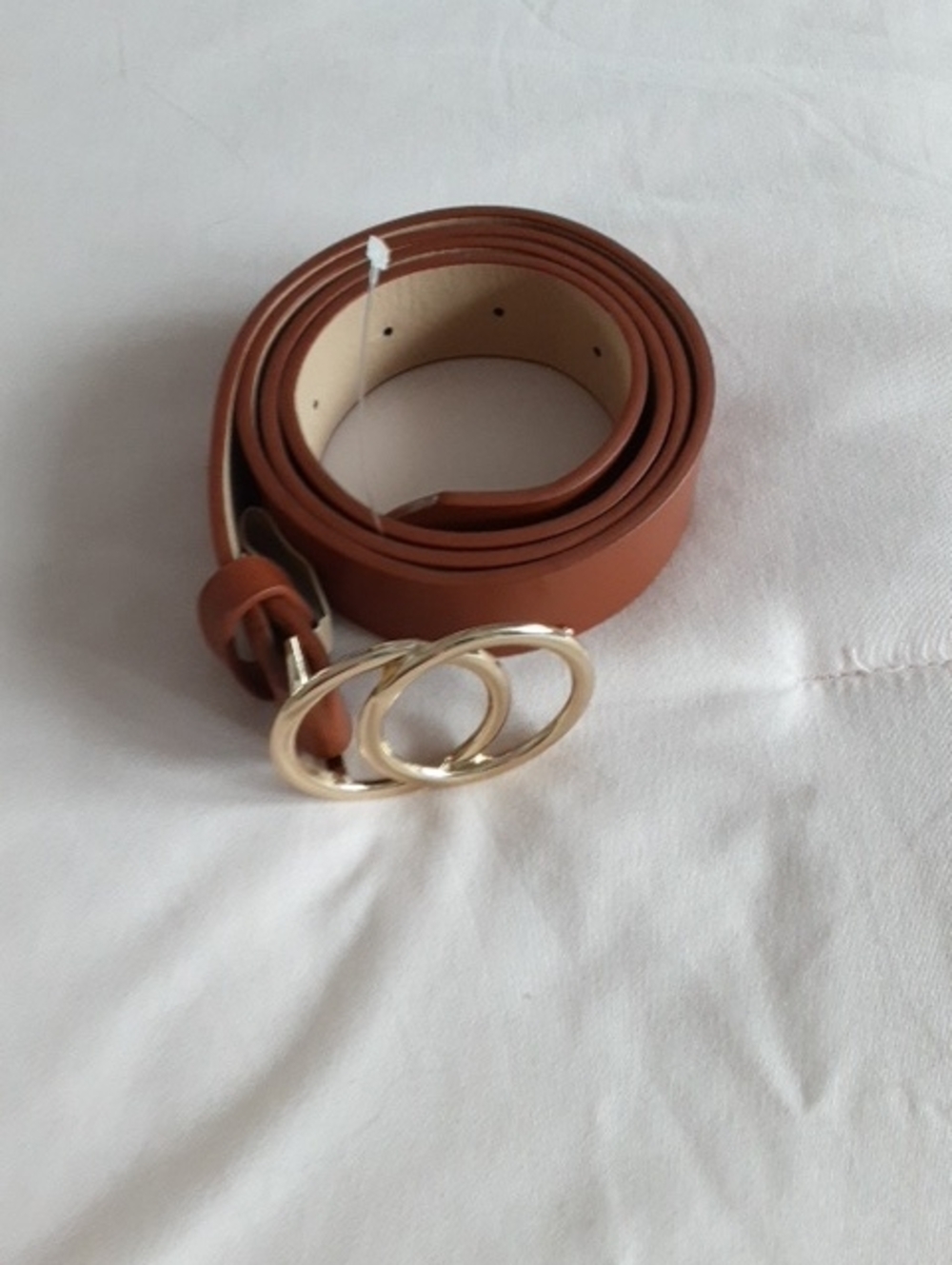 Classic Double-Ring Brown Women's Leather Belt Size XL.